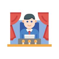 Public Speaker Icon Presentation, Podium, Speech, Stage Presence vector