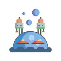 Futuristic Martian Habitat with Domes and Floating Spheres vector