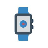 Blue Smartwatch with Analog Display Isolated on Black vector