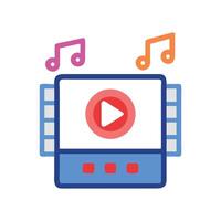 Colorful music player icon with play button vector