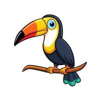 Cartoon Toucan Bird Perched on Branch, Isolated Image vector