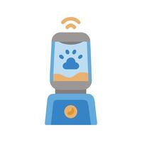 Smart pet feeder with wifi connection and food. vector