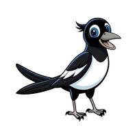 Cartoon Magpie Illustration with Bright Eyes and Open Beak vector