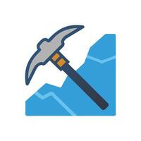 Mining Icon Pickaxe Breaking Through Rock or Ice vector