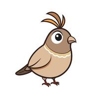 Cartoon Brown Bird Illustration with Quiff, Isolated vector