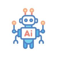 Cute AI Robot Illustration on Black Background vector