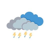 Cartoon Thunderstorm with Clouds and Lightning on Black vector