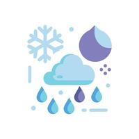 Weather Forecast Featuring Snow, Rain, and Cloud Icon vector