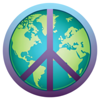 Peace symbol on Earth globe. Global peace, unity, harmony concept. png