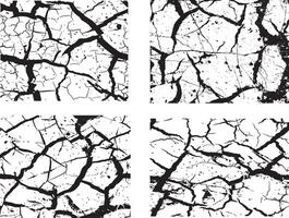 four different black and white cracks on a white background vector