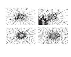 four different types of broken glass on a white background vector