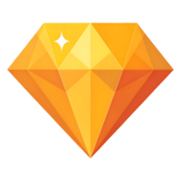 Sparkling golden diamond a symbol of luxury and success with vibrant gradient and facets png