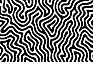 Abstract black and white pattern with seamless wavy lines and organic flow, resembling zebra stripes or topographic contours, ideal for textiles, wallpapers, and modern design backgrounds vector