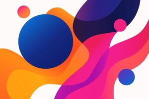 Modern abstract background with vibrant fluid shapes in blue, orange, pink, and purple gradients, featuring overlapping waves and circular elements on a white backdrop vector