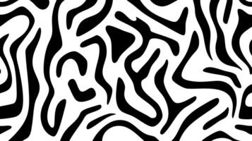 Seamless abstract zebra pattern with black wavy stripes on a white background, ideal for fashion design, textiles, wallpapers, and modern branding vector