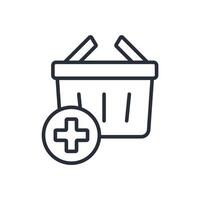 add to basket line icon style vector