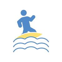 surfing icon colours style colecction vector