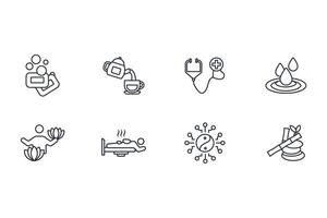 beauty and spa icon set line style collection vector