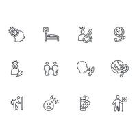 sickness line set icon vector