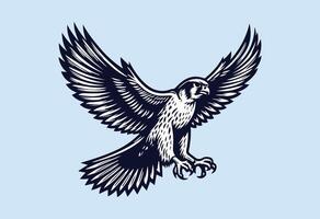 Eagle illustration isolated on blue background. Eagle with wings. vector