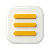Three horizontal lines icon on a square button png
