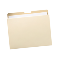 Cream colored file folder with a blank sheet of paper. png