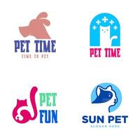 Pet logo design set template isolated in white background vector