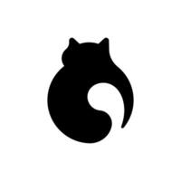 Pet black cat logo design template isolated in white background vector