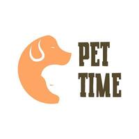 Pet time dog and cat logo template design vector