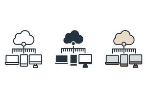 cloud computing icons set Flat style design vector