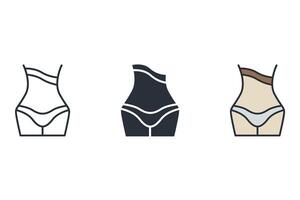 slim girls icons set collection style vector