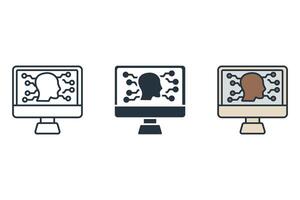 cognitive experience icons set Flat style design vector