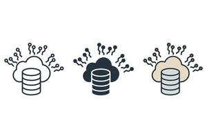big data icons set Flat style design vector