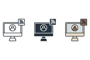 screen cast icons set Flat style design vector