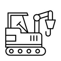 Crane outline drawing of a construction machine vector
