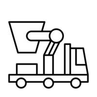 Cherry picker of a truck with a bucket on it vector