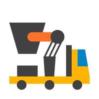 A flat icon of a truck with a machine on it flat icon vector