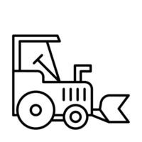 Loader and white outline drawing of a tractor vector
