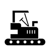 Black and white image of a bulldozer solid icon design vector