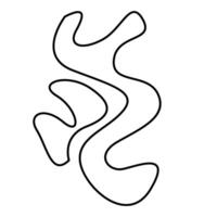 A black and white drawing of a person with a long line abstract design vector
