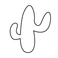 A cactus is drawn in a simple line drawing vector