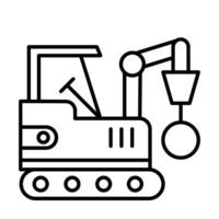 Demotion crane outline drawing of a construction machine vector