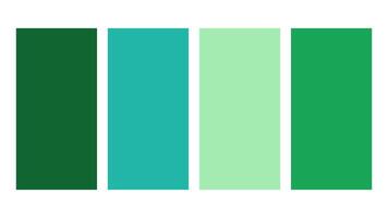 Green, Blue Green, Neon Green, Kelly Green color palette. Set of bright color palette combination in rgb hex. Color palette for ui ux design. Abstract illustration for your graphic design, banner vector