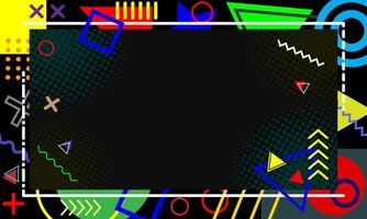 Memphis frame borders. modern abstract geometric posters with hipster shapes. Vibrant backgrounds, cards with dark bold colors and playful patterns and retro futuristic vector