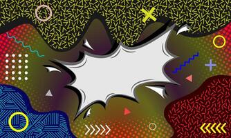 Abstract memphis background with comic speech bubble and gradient color. Geometric elements in memphis background design vector