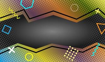Memphis frame borders. modern abstract geometric posters with hipster shapes. Vibrant background with psychedelic gradient colors and playful patterns and retro futuristic vector