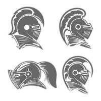 Collection of knight armor helmets vector