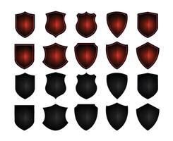 a set of black and red shields on a white background vector