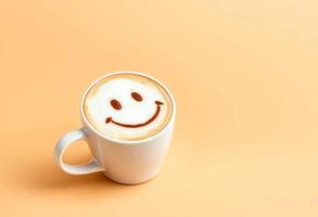 Coffee with a smiley face on top of it photo
