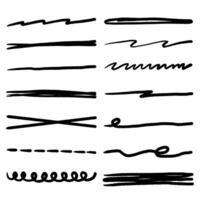 Hand drawn underline strokes in doodle style set vector